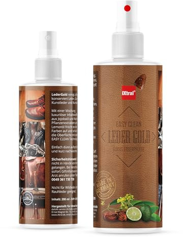 iXtral® Leder Gold – EASY CLEAN Lederpflege Spray zur Reinigung und Pflege von Leder, Kunstleder, Kunststoffen mit Jojobaöl, Lemonöl, Wachs