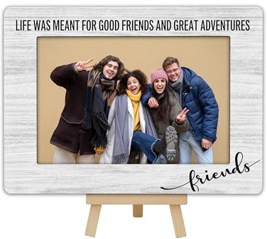 OXRUN Best Friends Bilderrahmen, BFF Gifts Holz-Bilderrahmen mit Staffelei, Display-Fotoeinsatz, 10 x 15 cm, Freundschafts-Bilderrahmen für Tischdisplay – B15
