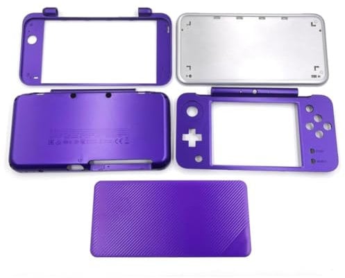 Hzxkqmil Replacement Housing Shell Case Kit for Nintendo New 2DS XL/New 2DS LL Console, DIY Front Faceplate Upper Frame Bottom Cover Plates (Purple + Silver)
