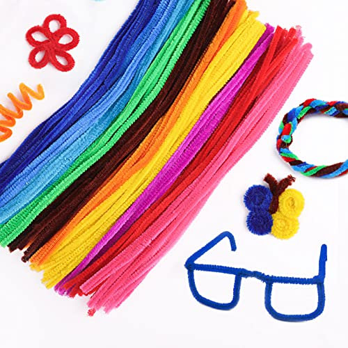 100 Stück Pfeifenreiniger, 10 Farbe Bunt Pfeifenreiniger zum Basteln, 30cm Lang Chenilledraht Basteldraht für Kinder DIY Handgemacht