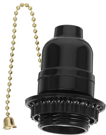 Angoily Lampe de table en bakélite douille e27 luminaire à chaînette Lampe de chevet avec interrupteur à chaînette Support de lampe avec chaînette de tirage support de plafonnier Plastique