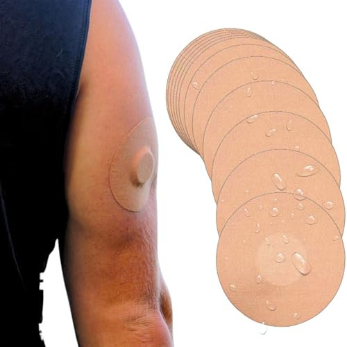 Freestyle Libre 2 Sensor Covers, 20 Pcs Waterproof Adhesive Patches, Pre-Cut Tape, Breathable CGM Sensor Patch, Long Lasting 14 Day Glucose Monitor Protection - Skin Coloured