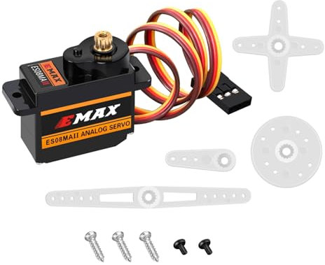 HAWK’S WORK Micro Servo 9g, Kit Motoréducteur en Métal pour Bras de Robot Avion RC Hélicoptère Voiture Bateau, Projet STEM & Raspberry Pi (Emax ES08MA II)
