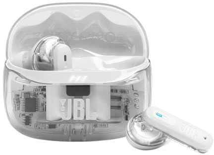 JBL Tune Beam Ghost 2, Kabellose Bluetooth-In-Ear-Kopfhörer mit Noise-Cancelling, 48 h Wiedergabezeit, IP54 wasser - und staubgeschützt, Multipoint-Verbindung, ergonomisches Design, White Ghost