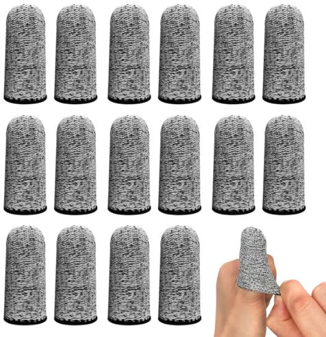 DLPRK 20 Stück wiederverwendbarer Daumenschutz Rutschfeste Fingerschützer Atmungsaktive Fingerlinge Schnittfester Schutz für Arbeit, Küche, Garten, Skulptur (grau)