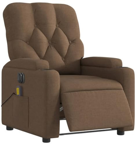 Willood Elektrisch Relaxsessel Massagesessel Fernsehsessel mit Liegefunktion TV Sessel für Wohnzimmer Braun Geknöpfte Version