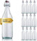 acquaverde | 12 Bottiglie in Vetro Costolata per Acqua, Bevande e Liquori, Design Vintage, Bottiglia Trasparente con Tappo Meccanico Ermetico Incluso - 1 Litro