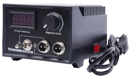 Pyrography Maschine 60W Brandmalerei Set, 220v Brandmalstation Brandmalerei Holzbrenner Pyrography Werkzeug, Temperatur Einstellbar 0-750°C, Brandmalkolben für Holz, Leder und Kork