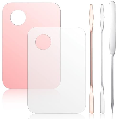 5Pcs Makeup Mixing Palette Acrylic Foundation Palette with Makeup Spatula Versatile Foundation Nail Art Palette Makeup Mixing Tray Paint Pallet for Cosmetic Pigment Mixing Makeup Artist Tools