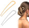 YUXIANLB 2 Stück Große Französische Haarnadeln Metall U Förmige Haarstäbe Metall 2 Zinken Haargabel Metall Französische Twist Haarnadel Gabel Vintage Gold Und Silber Haarnadeln Für Dutts Langes