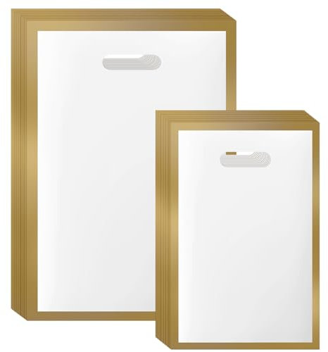 LVNRIDS 100 Stück Warentaschen Plastik Geschenktüten Weiß 40 x 28 cm/30 x 20 cm, Wiederverwendbare Einkaufstasche Geschenktasche für kleine Unternehmen Hochzeit Partytüten