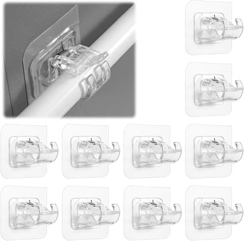 Zhenghebuy Ganci per Tende Senza Bucare,10 Pezzi Staffa per Bastone per Tende,Gancio Autoadesivi per Aste per Tende per Casa,Bagno,Hotel(Trasparente)