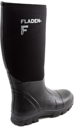 Fladen Stivali da pesca in neoprene, 5 mm in gomma/neoprene, protezione dal freddo da -15 °C, suola antiscivolo, taglia 43-47, Nero , 46 eu