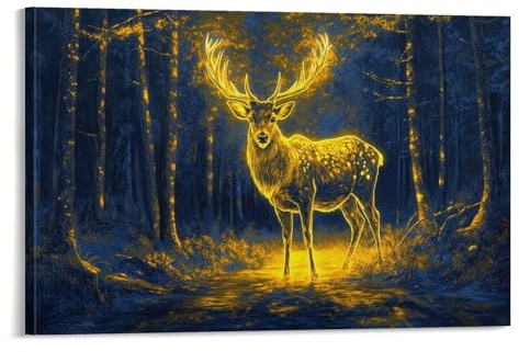 DLONIRPEX Hirsch Wandbild Schattenwald Poster Gemälde Moderne Für Zuhause Wandkunst Für Büro 20x30inch(50x75cm)