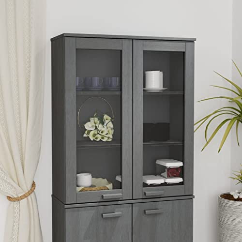 MOBCANT Highboard-Oberteil, TV-Schrank Geschirrschrank Küchenbuffet Storage Cabinet Geeignet für Foyer Korridor Küche Wohnbereich Dunkelgrau 85x35x100 cm Massivholz