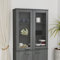 MOBCANT Highboard-Oberteil, TV-Schrank Geschirrschrank Küchenbuffet Storage Cabinet Geeignet für Foyer Korridor Küche Wohnbereich Dunkelgrau 85x35x100 cm Massivholz