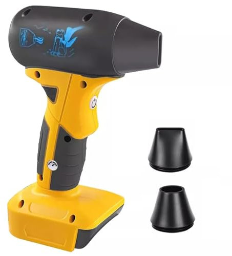 FiTspi Cordless Mini Jet Dry Blower Compatible with Dewalt 18V 20V Battery, 130000RPM 4-Speed Brushless Turbo Air Duster with 2 Nozzles, Compressed Air Cleaner for Cleaning PC, Keyboard and Car