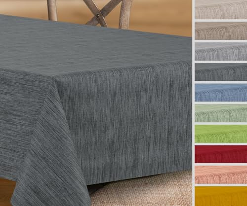 Wachstuchtischdecke rund oval eckig, Georginias Tischdecke abwischbar, Farbe und Größe wählbar (Eckig 280x140 cm Anthrazit) | wasserundurchlässig, pflegeleicht, strapazierfähig, zuschneidbar, strukturierte Oberfläche, für Esszimmer, Balkon & Garten