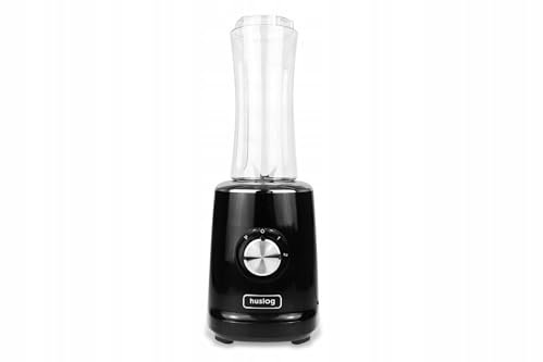 Huslog Blender Smoothie 500W, 4 Lames Inox, Bouteille Blend & Go 600ml, 2 Vitesses + Fonction Pulse, Base Antidérapante, Protection Surchauffe, Mixeur Puissant pour Smoothies et Shakes Protéinés, Noir