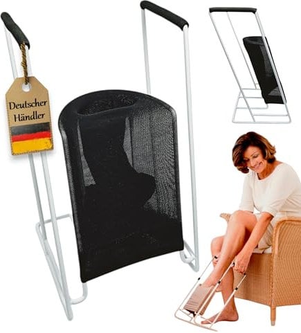 Anziehhilfe, 12 cm Fußbreite, für Knie und Hüfthohe Kompressionsstrümpfe, Strumpfanzieher, Anziehhilfe für Stützstrümpfe, Thrombosestrümpfe, Strumpfhochzieher, Sockenanzieher, Anziehhilfsmittel