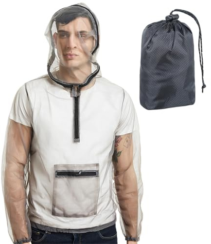 Zuasdvnk Gnat Jacke, Insektenschutz für Wandern | Jacke mit Kapuze Mesh atmungsaktiv für Herren Damen Erwachsene Wandern im Freien