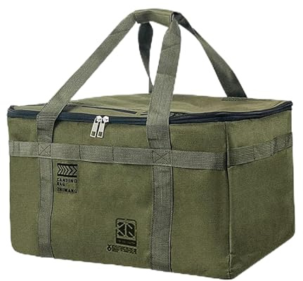 RUIYIZIXIN Tactical Camping Storage Bag 30L,Utility Tote Bag Camping Kitchen Organizer, Camping Stove, Pot Soft Gear Box, Heavy-Duty Canvas, 380x280x260mm