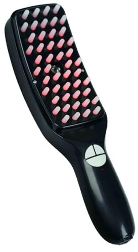 Elektrischer Massagekamm, Blau-Rot-Lichttherapie, Vibrations-Haarmassage, Kopfhautbürste, Negativ-Ionen-Spray, Haarwuchs-Massagegerät (Schwarz)