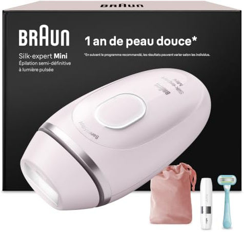 Braun IPL Geräte Haarentfernung Silk·expert Mini, PL1112, Rosa | Alternative Laser Haarentfernung für Zuhause, Dauerhafte Haarentfernung, Inkl. Etui, Mini-Rasierer + Gillette Venus Rasierer
