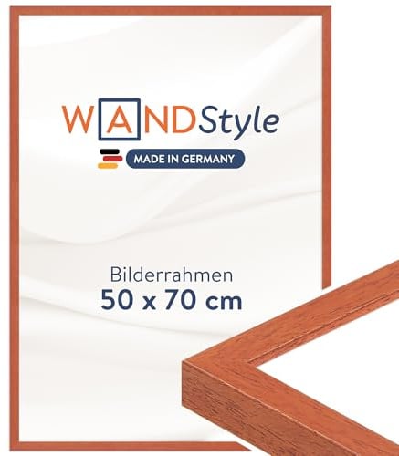 WANDStyle Bilderrahmen 50x70 Kirschbaum, moderner Bilderrahmen Holz 50x70 | Hochwertiger Holzbilderrahmen, Posterrahmen zum Aufhängen, Rahmen 70x50 cm, Fotorahmen H950 - Made in Germany