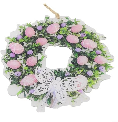 Frühling Ostern Blumenkranz Türdeko Acryl für Zuhause, Hochzeiten, Festivals und saisonale Partys (C)