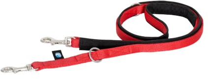 Anny·X Führleine Bolt Fun Schwarz-Rot | gepolsterte Hundeleine, verstellbare Leine mit Bolzenkarabiner | Größe Middle 1,75 m x 2,0 cm