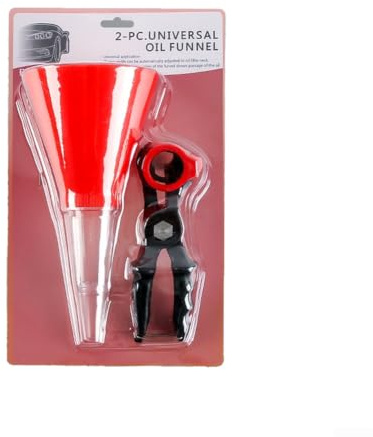 Flexible Refueling Funnel with Clamp for Car Engines - Hands-Free Oil Diesel Coolant Filler Tool - Portable Plastic Spout for Automotive Garage and Household Use