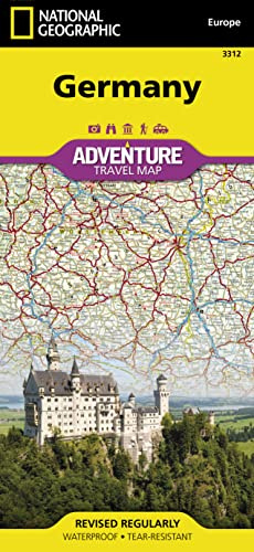 Germany Adventure Map by National Geographic – Waterproof Travel Map with Roads, Railways & Cultural Sites – Foldable Map for Berlin, Bavaria, the ... Drives (National Geographic Adventure Map)