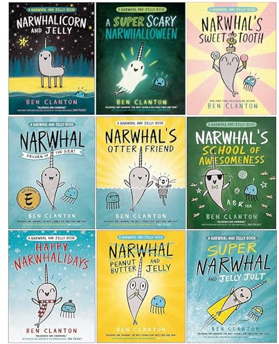 Narwhal and Jelly Series By Ben Clanton 9 Books Collection Set (Narwhal's Sweet Tooth, A Super Scary Narwhalloween, Narwhalicorn And Jelly, Unicorn of the Sea!, Super Narwhal and Jelly Jolt & 5 More)