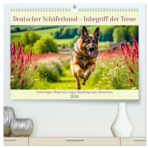 Deutscher Schäferhund - Inbegriff der Treue (hochwertiger Premium Wandkalender 2026 DIN A2 quer), Kunstdruck in Hochglanz: Vielseitiger Hund mit enger Bindung zum Menschen (CALVENDO Tiere)