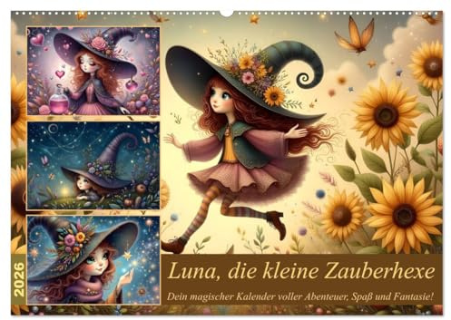 Luna, die kleine Zauberhexe (Wandkalender 2026 DIN A2 quer), CALVENDO Monatskalender