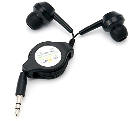 TRIXES Auricolari neri retrattili da 3,5 mm, niente più grovigli, cuffie stereo.