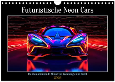 Futuristische Neon Cars (Wandkalender 2026 DIN A4 quer), CALVENDO Monatskalender: Futuristische Neon Cars, sind nicht nur Fahrzeuge, sondern eine ... auf den Straßen. (CALVENDO Mobilitaet)