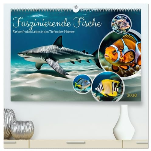 Faszinierende Fische (hochwertiger Premium Wandkalender 2026 DIN A2 quer), Kunstdruck in Hochglanz: Farbenfrohes Leben in den Tiefen des Meeres (CALVENDO Tiere)