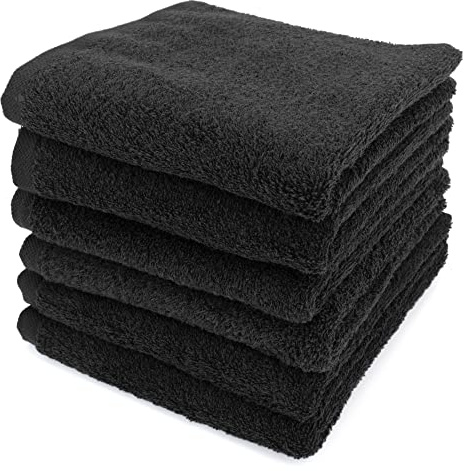 Linnea Lot de 6 Serviettes de Toilette 50x90 cm Alpha Noir