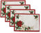 Elrene Home Fashions Rot und Weiß Weihnachtsstern Urlaub Stoff Tischsets Weihnachtsmatten für Tischdekoration, 33 x 48 cm, 4 Stück