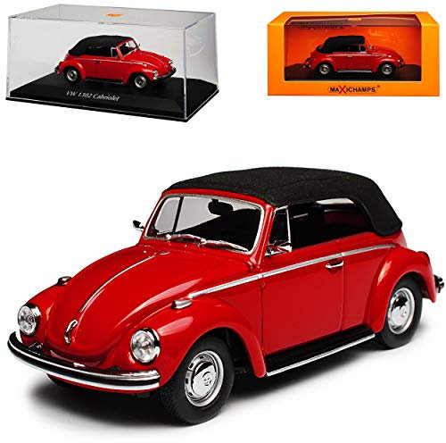 Minichamps Volkwagen Käfer 1302 Cabrio Rot mit Soft Top 1970-1972 1/43 Maxichamps Modell Auto