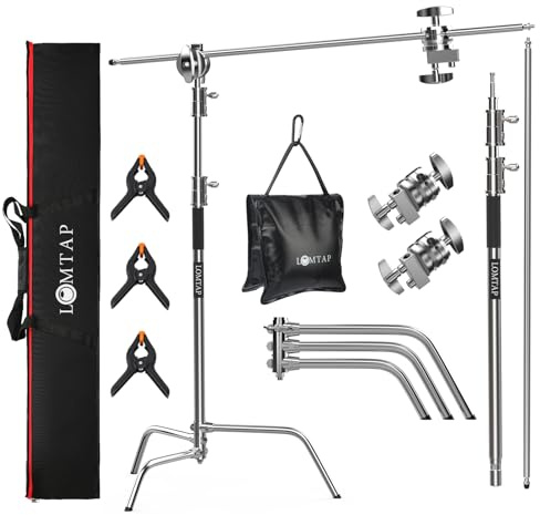 Lomia Photo Studio Heavy C Stand Support Metal Adjustable Reflector Stand with Holding Arm for Photography Studio Video Reflector and Monolight
