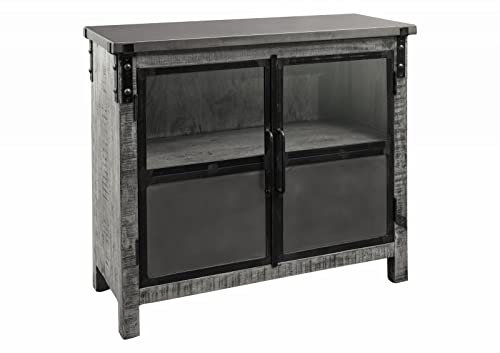 MASSIVMOEBEL24.DE Sideboard Mango 100x40x90 grau lackiert Heavy Industry #127