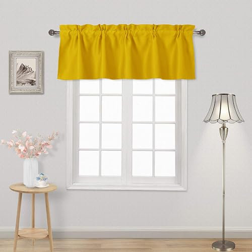 DWCN Küchenvolant-Vorhänge, Stangentasche, Verdunkelungsvorhang, 152,4 x 45,7 cm lang, für Wohnzimmer, Badezimmer, Café, Waschküche, Keller, 1 Paneel, Gelb