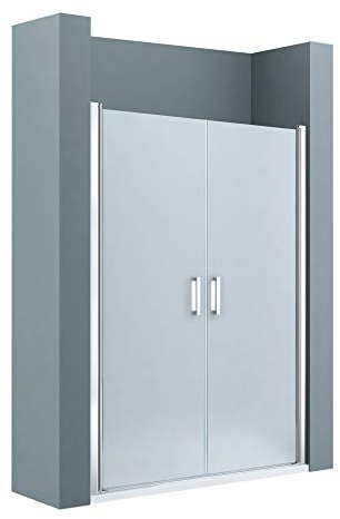 doporro Duschtür Nischentür dusche Duschabtrennung Duschkabine 110cm Nischendrehtür 195cm ESG-Sicherheitsglas Duschtür satiniert Drehtür mit Hebe- und Senkmechanismus Teramo24VS