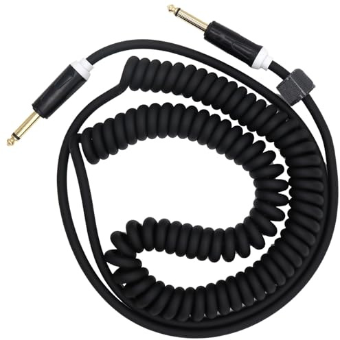 Cable de guitarra en espiral Cable de instrumento rizado ángulo recto (negro)