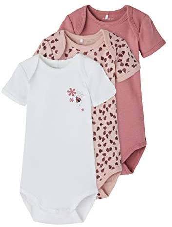 NAME IT Mädchen 3er-Pack Bodys aus Bio-Baumwolle Deco Rose 62