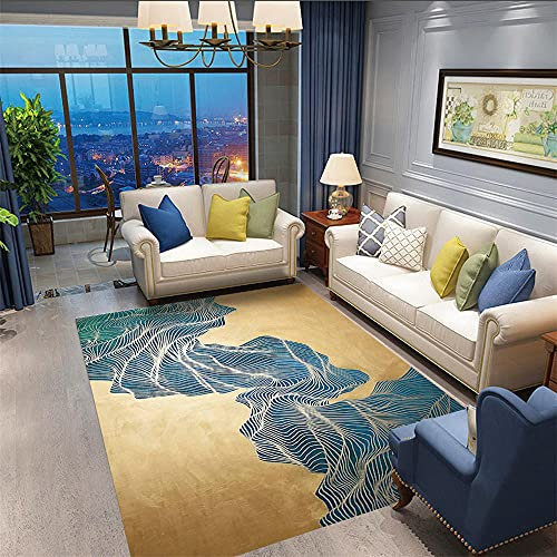 gelb Pastell Wohnzimmer 3D-Druck einfache abstrakte Kunst Indoor-Salon großer Teppich wohnzimmerteppich modern klassisch120x160CM