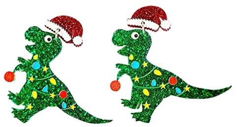 TOYANDONA Christmas Earrings for Women, Xmas Dinosaur Ear Studs Animal Dangle Earrings Xmas Jewelry Gifts for Lady Girls Xmas Party Decoration Costume, Green, 6.5x3.5cm